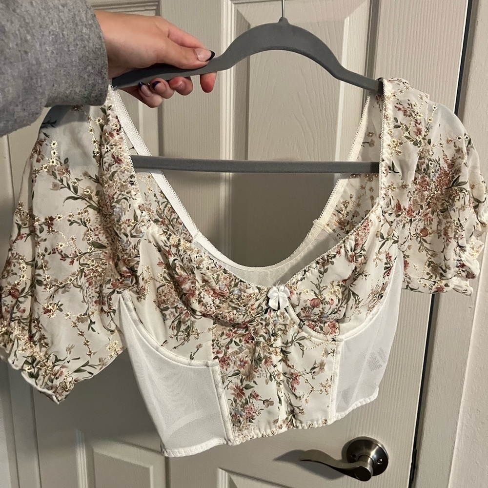 Cropped lace corset top